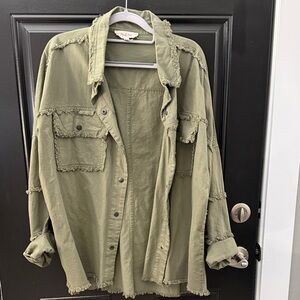 Peach Love California Olive Green Casual Shirt/Jacket